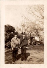Handsome US Soldier Man with Father Before WW2 Deployment 1940s Vintage Photo