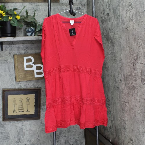 Gl By Gibson Look Women's Split Neck Tiered Easy Fitting Dress 14194 L M XL - 第 7/10 張圖片