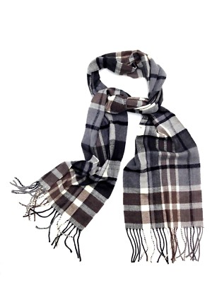 $99 Bloomingdale'S Men'S Gray Black Plaid Check Winter Shawl