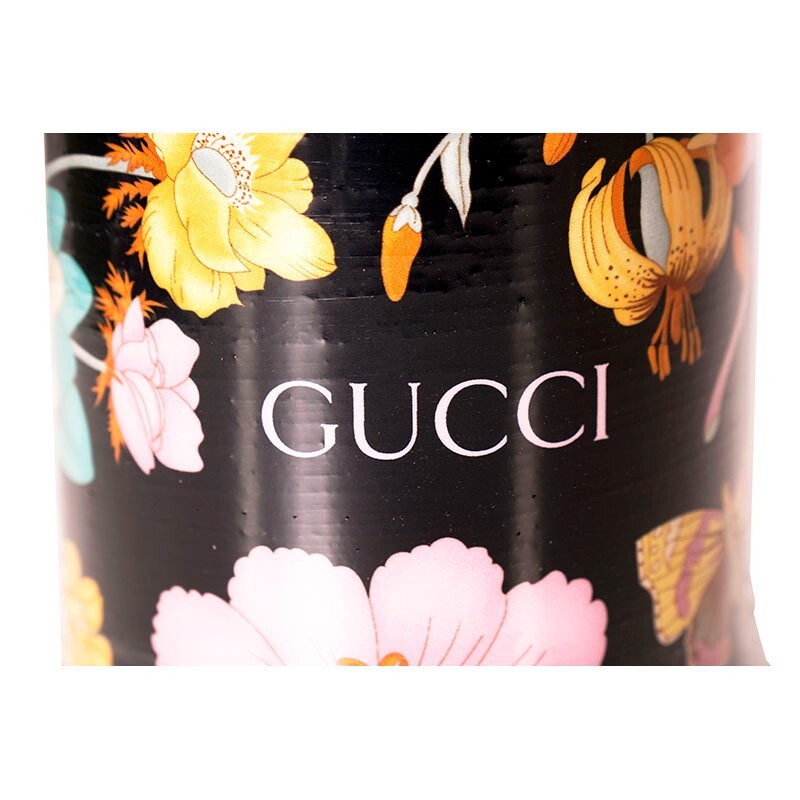 NEW $395 GUCCI Black Metal Container Freesia FLORA FLORAL PRINT