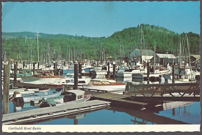GARIBALDI BOAT BASIN Postcard Scalloped Edge Docks Oregon