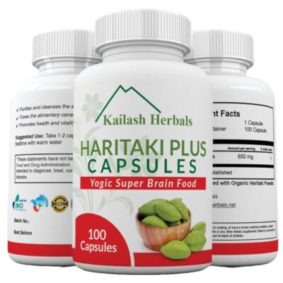 Third Eye Awakening - Organic Haritaki Capsules- Kailash Herbals-100 Capsules- 