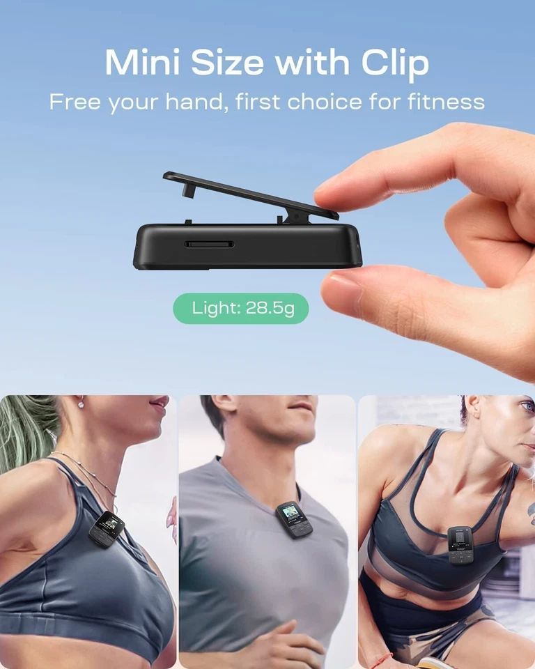 MP3 Player Bluetooth Sport 64 GB mit Clip, HiFi Sound, Radio, Schrittzähler YM03 - Bild 3 von 4