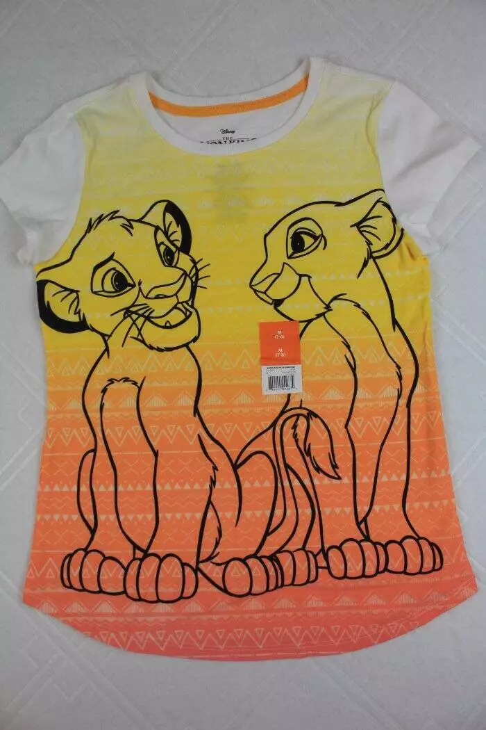 Girls T Shirt Size Medium 7 8 Top Disney Lion King Simba Nala Yellow Orange