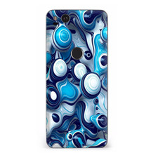 Google Pixel 2 Skins Decal Wrap Mixed Blue Bubbles Glass