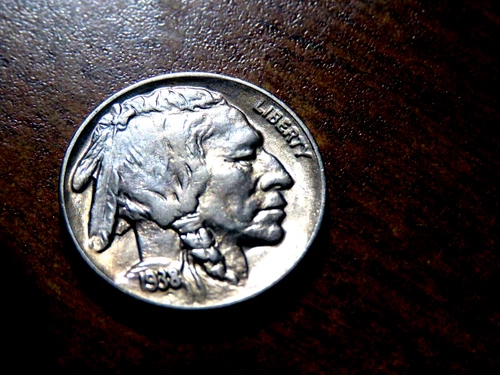 Nice Brilliant Uncirculated 1938D/D Overdate Error Buffalo Nickel  DH