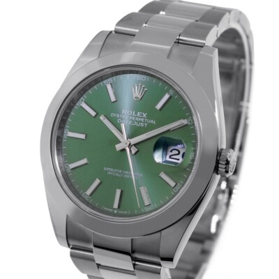 Rolex Datejust II 41mm Stainless Steel Green Index Dial Smooth Bezel 126300