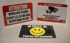 Home Business Security Metal Signs Smile on Camera Video Surveillance 3pcs lot 1