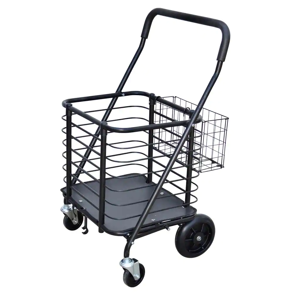 Milwaukee Heavy-Duty Steel Shopping Cart with Accessory Basket