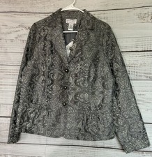 NWT Victor Costa Occasion QVC Size Large Formal Silver Metallic Lined Jacket