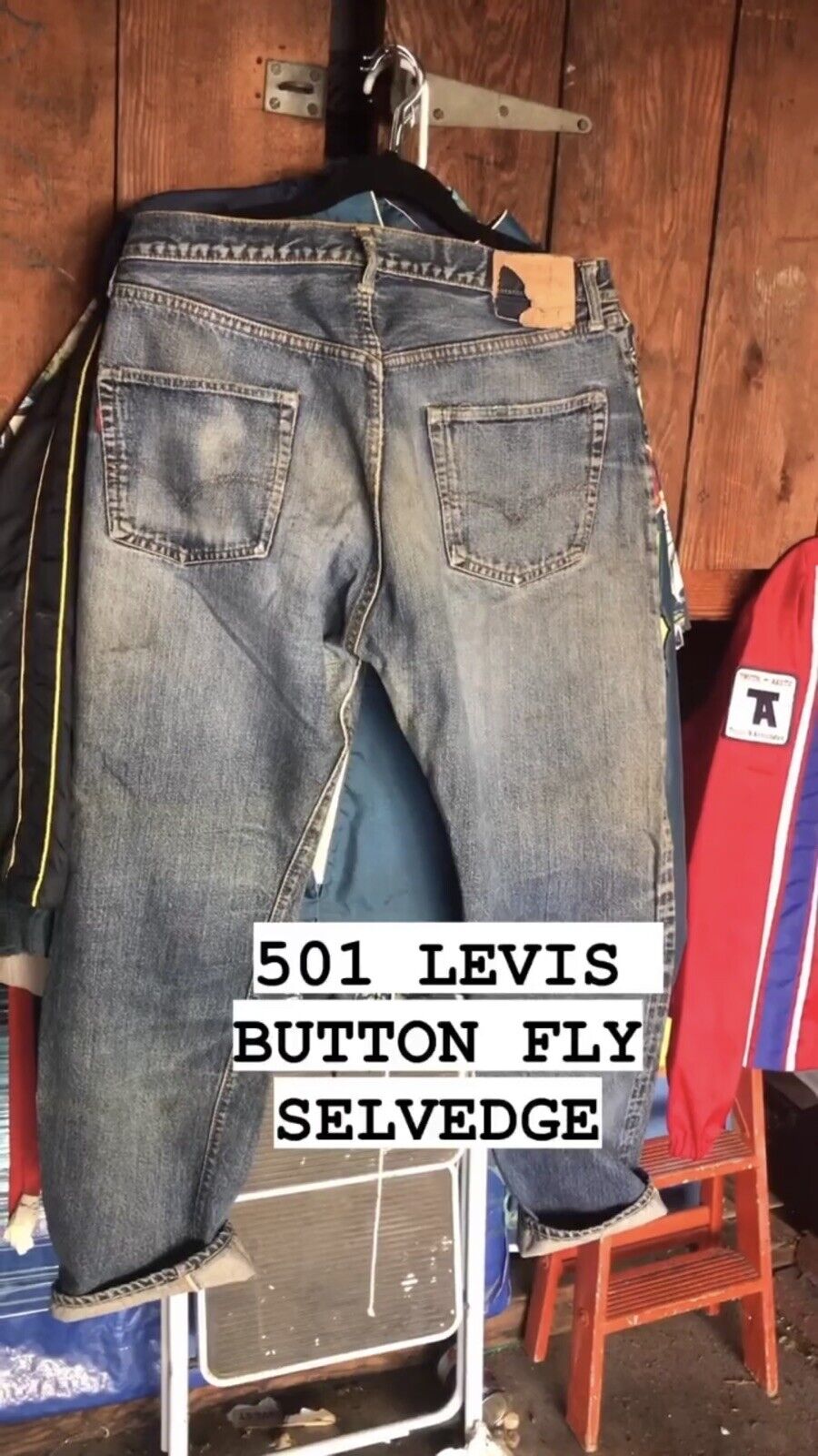 Vintage LEVIS 501 S SELVEDGE JEANS BIG E RARE LEFT TAB POCKET Button Fly 36  X 33