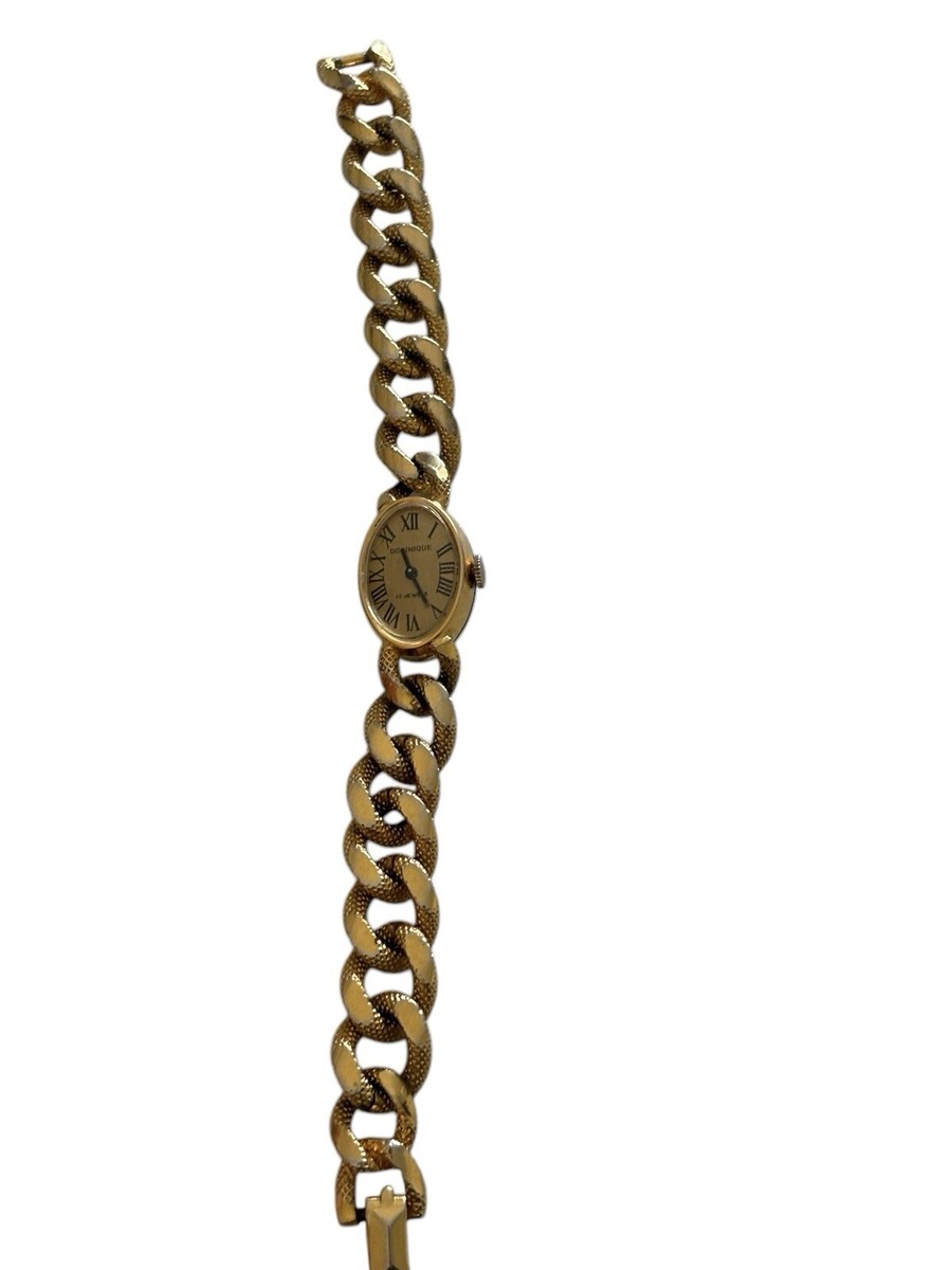 PAUL DOMINIQUE 17 Jewels Swiss Made Wind-up Gold Chain Women\'s Watch Working PAUL DOMINIQUE 17 Jewels Swiss Made Wind-up Gold Chain  main image 2