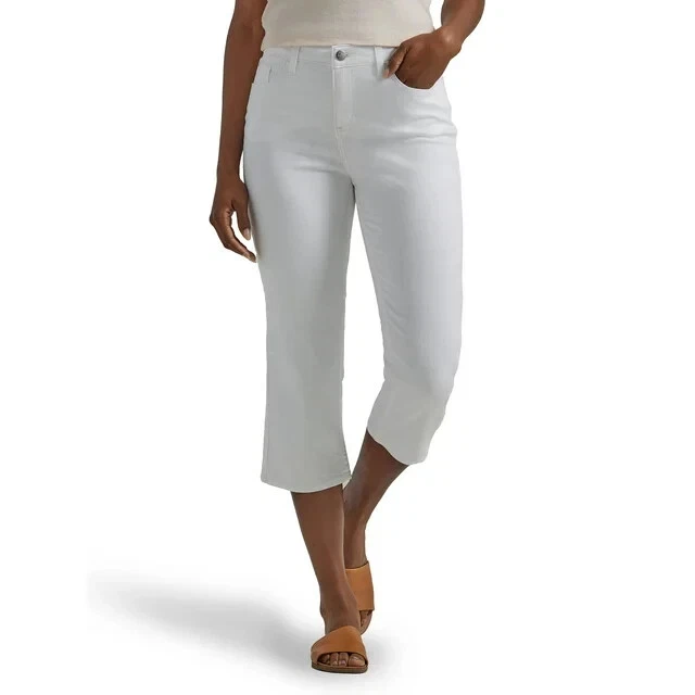 Women's LEE Denim Mid-Rise Stretch Capri Bright White Jeans Plus