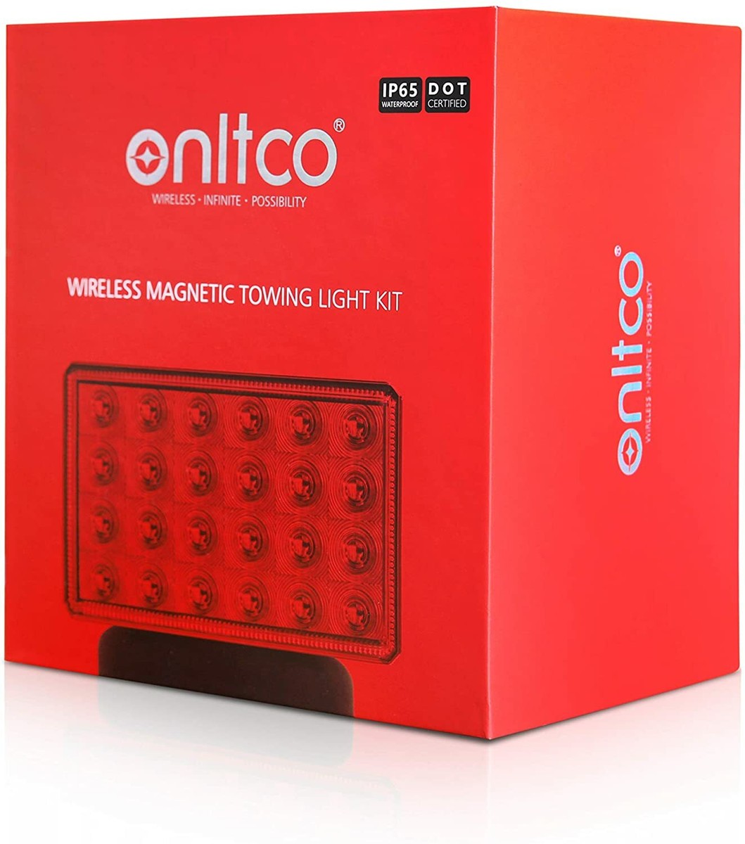 Partsam LED Magnetic Towing MMF7 Tail Light Wireless LED Light Kit Universal Stop Turn Running Backup Reverse Light Red Clear Lens W 7 Pin Plug - View #7