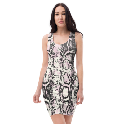 snakeskin fitted dress Cut-Out Snake-Print Dress (1R01386872-WARPED-SNAKE-ROCCIA)