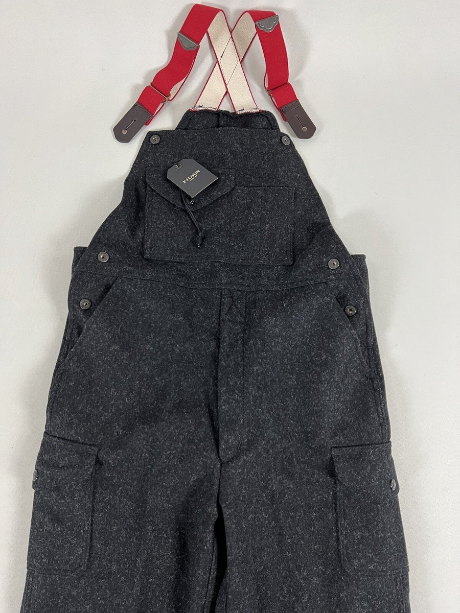 FILSON MACKINAW WOOL BIBS CHARCOAL 38X30 NWT | eBay