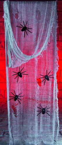 Halloween Gaze Kit 9'10 Fuß gruseliges Tuch Stoff Party Dekoration MIT SPINNEN - Bild 1 von 1