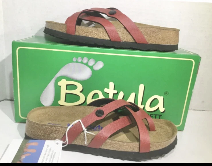 Betula Birkenstock VINJA Basic Red Sandals Toe Strap W 6 M 4 NEW W BOX