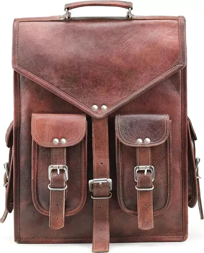 Handmade Backpack Leather Rucksack Bag Goat Genuine Vintage Men's Bag