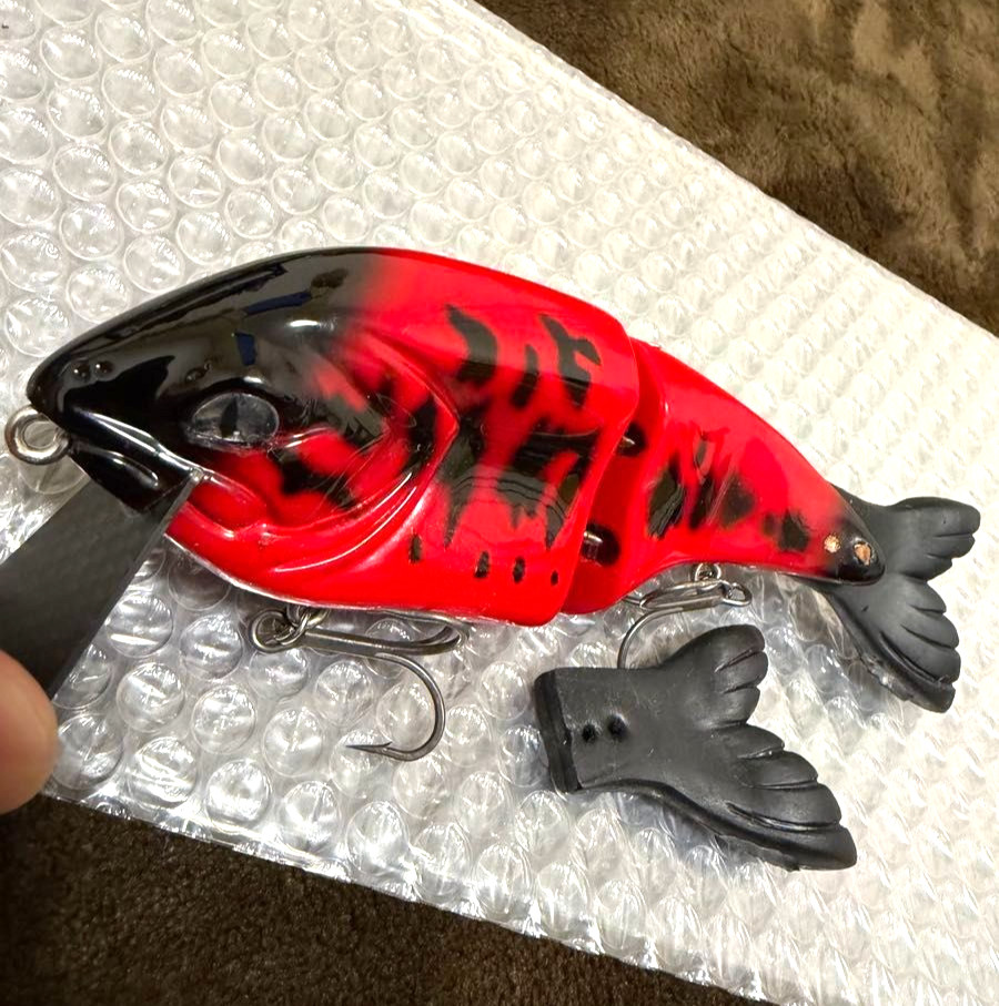 Bass Rock Nihill Bass Lure Black Red Color Used Handmade 15cm Swimbait - Image 2