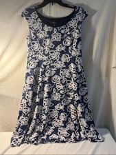 Navy  White Floral A-Line coastal stretch lined casual beach casual comfort H