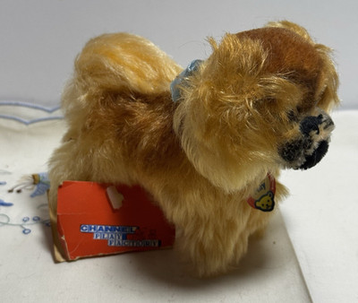 Vintage 1968-76 4'' Steiff ''Peky'' Pekingese Dog 4120/10 Full ID Rare Retailer Tag