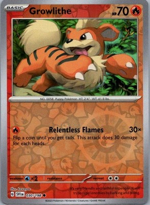 Pokemon TCG Growlithe 030/198 Scarlet Violet Rev Holo NM