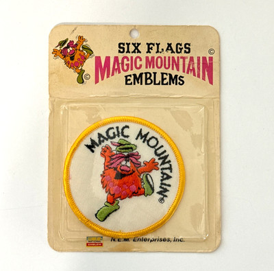 1970s Vintage Magic Mountain California Embroidered Patch featuring Mascot 3''