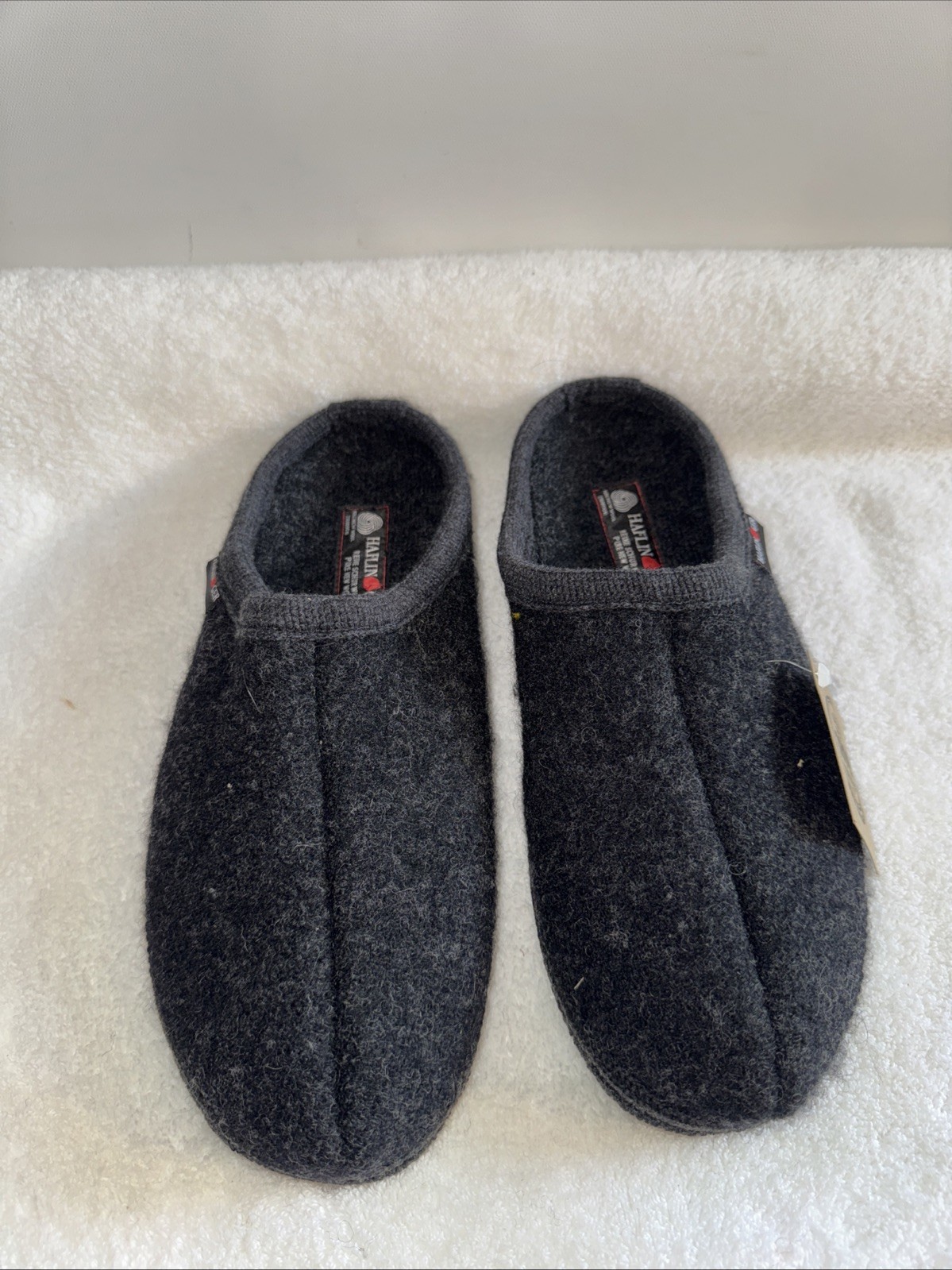 SAOLA Nuove pantofole Haflinger da uomo nere in lana suola rigida nere taglia 43 (US 10)