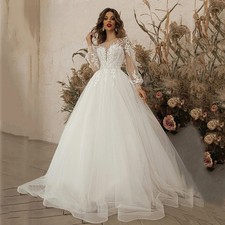 Exquisite Wedding Dresses Long Sleeve Appliques Modern Tulle Boho Bride Gown