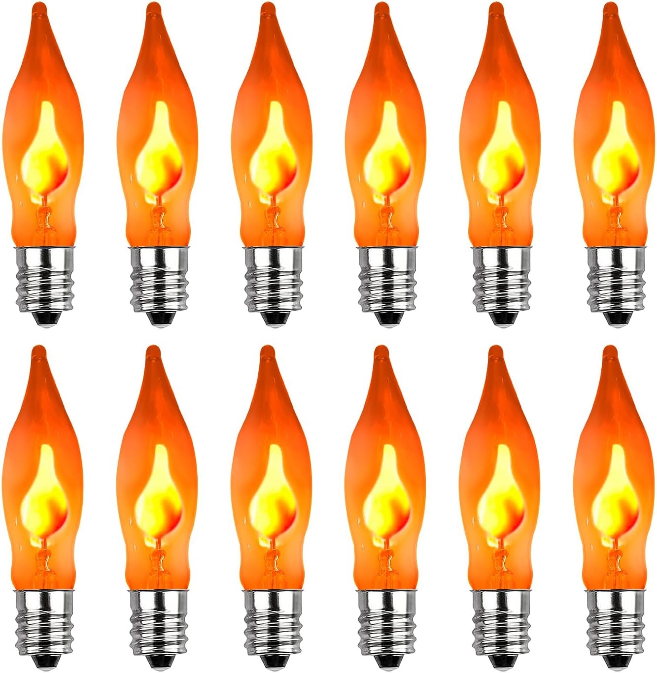 Halloween Flicker Flame Light Bulbs, 12 Pack C7 Orange Flick