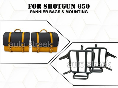 For Royal Enfield ''SHOTGUN 650'' Genuine Leather Pannier Bags & Mounting D30