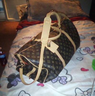 Women s Logo Backpack Brown/Beige/Black Drawstring Buckle Black Trim Strap