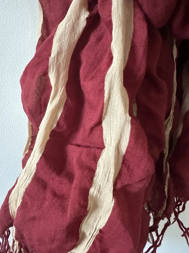 uma wang Rojo Beige Rayas Lana Seda Bufanda Foto 2 de 4