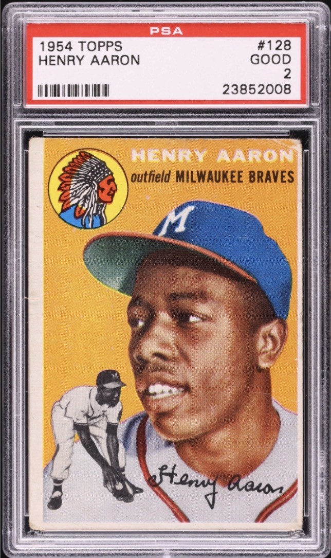 1954 Topps Hank Aaron Rookie PSA 2 #128 Milwaukee Braves