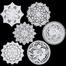 6 Pcs Lace Doilies for Tables, Vintage 6 Inch Round Lace Placemats Handmade