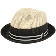 Men Women Summer Straw Trilby Fedora Hat (US, Alpha, Small, Medium, Black)