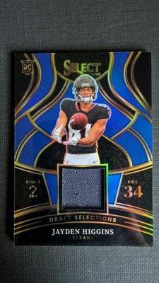 2025 Panini Select Jayden Higgins #DSM-JH Draft Selections Material Blue