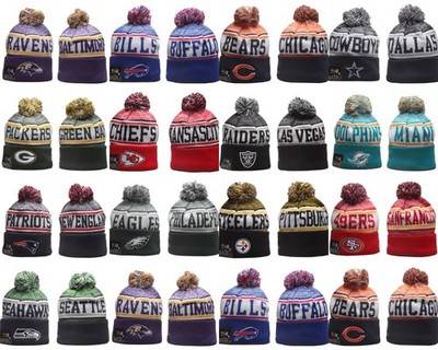 Unisex Adults American Ball Cuffed Knit Hat With Pom Fleece lined 24B