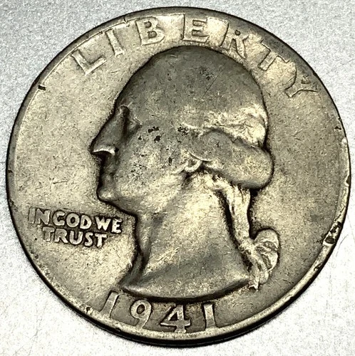 1941 P Washington 90% Silver Quarter Circulated Condition 25c US Coin - 2751