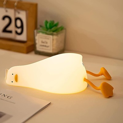 LED Lying Flat Duck Night Light, 3 Levels Dimmable Nursery Nightlight,Cute La...