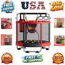 55" Trampoline for Kids with Enclosure, 440lbs Capacity Indoor Outdoor Todd...