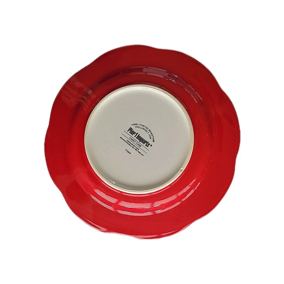 Pier 1 Candy Cane Plate Conjunto de 6 9" Borda Recortada, Vermelho e Branco, Natal - Imagem 2 de 4