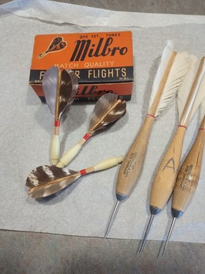 Vtg lot Apex #22  / Milbro feather flights darts / dart  6pc lot