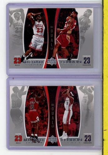 2 CARD LOT 2005/06 UPPER DECK MICHAEL JORDAN, LEBRON JAMES #LJMJ1, #LJMJ5
