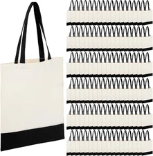 60 Pack Canvas Tote Bags Bulk 16" X 15" Lightweight Blank Cotton Tote Bags Emplo