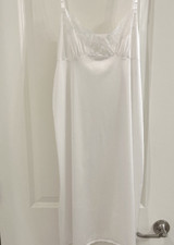Vassarette Slip Dress Night Gown Lace Lingerie Adjustable Straps White 24" 36/42
