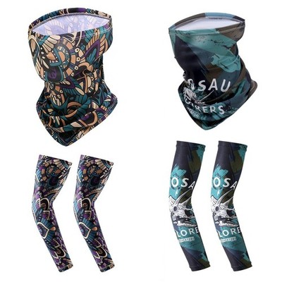 Cooling UV Arm Sleeves & Gaiter Mask Set, Ice Fabric Sun Protection for Outdoor
