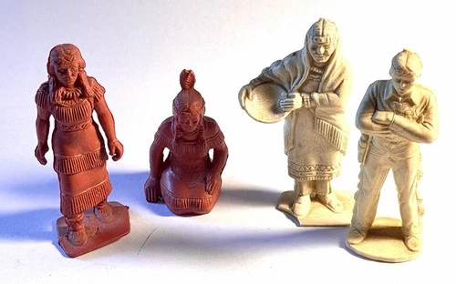 Vintage 1950s RARE Earliest Marx Rubber Soft Indians From Western Playset