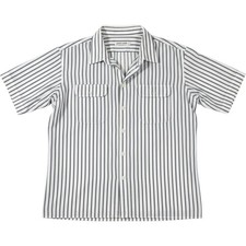 Pierre Cardin Button Up Mens XL Blue Striped Short Sleeve Pocket Casual Shirt
